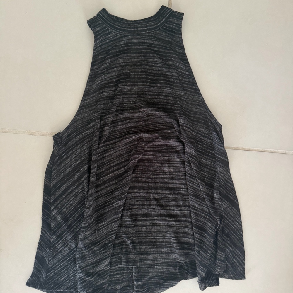 Express Black & Gray Striped Racerback Tank Top